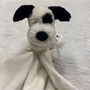 Jellycat • Bashful Puppy Dog Lovey Blanket Plush 12" Soother Black White.